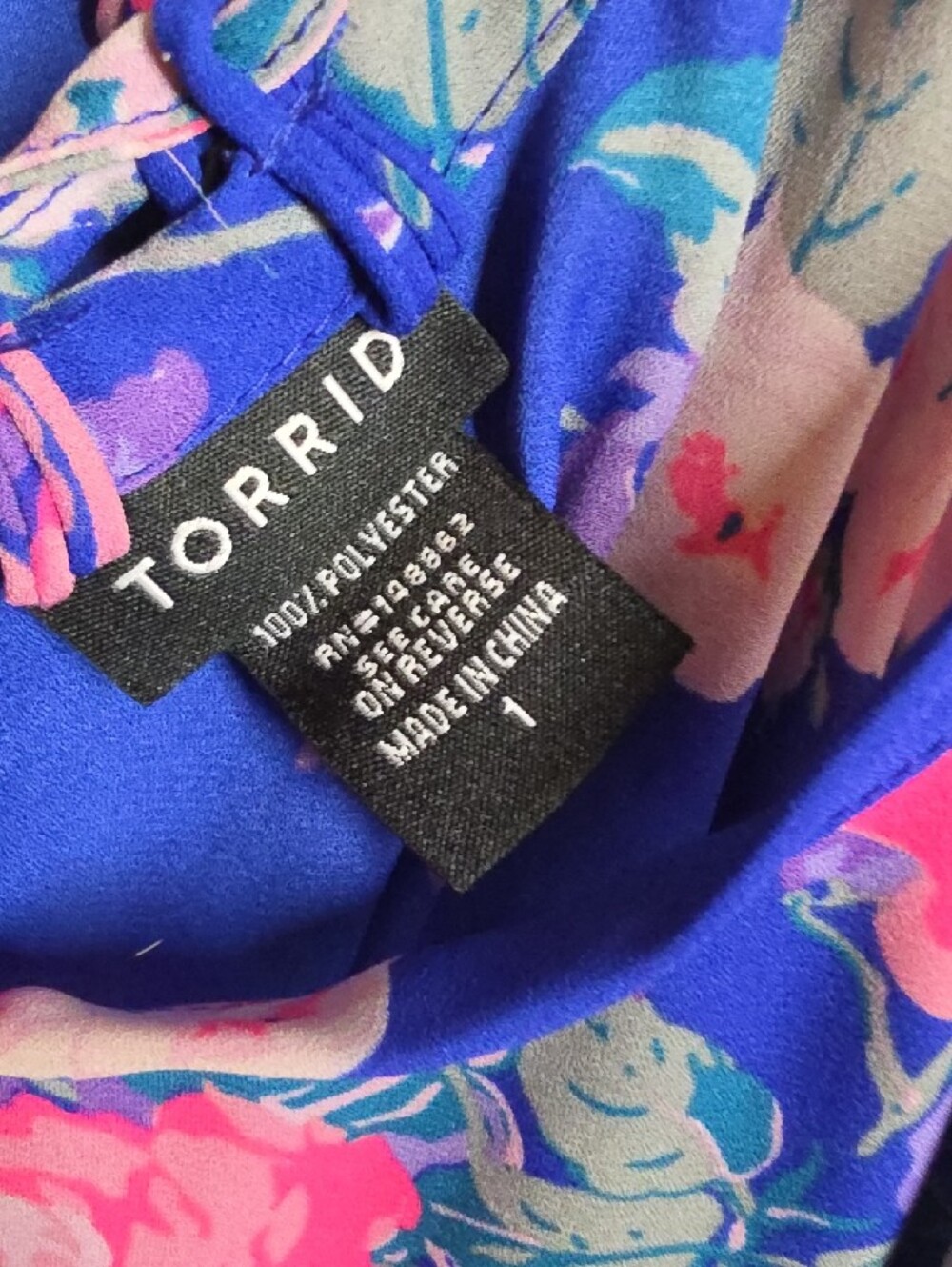 torrid Blue Floral Tank with Pink and Teal Accents - Picture 4 of 4